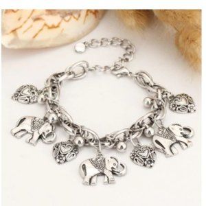 Silver Tone Boho Elephent Bracelet Bohemian Charm
